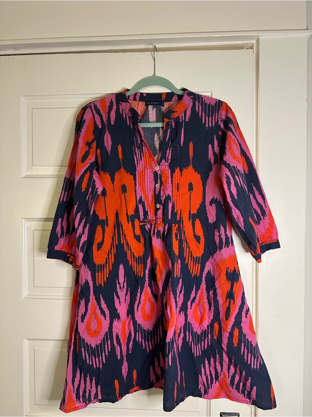 La Plage Pink & Orange Ikat-Print Tunic Dress